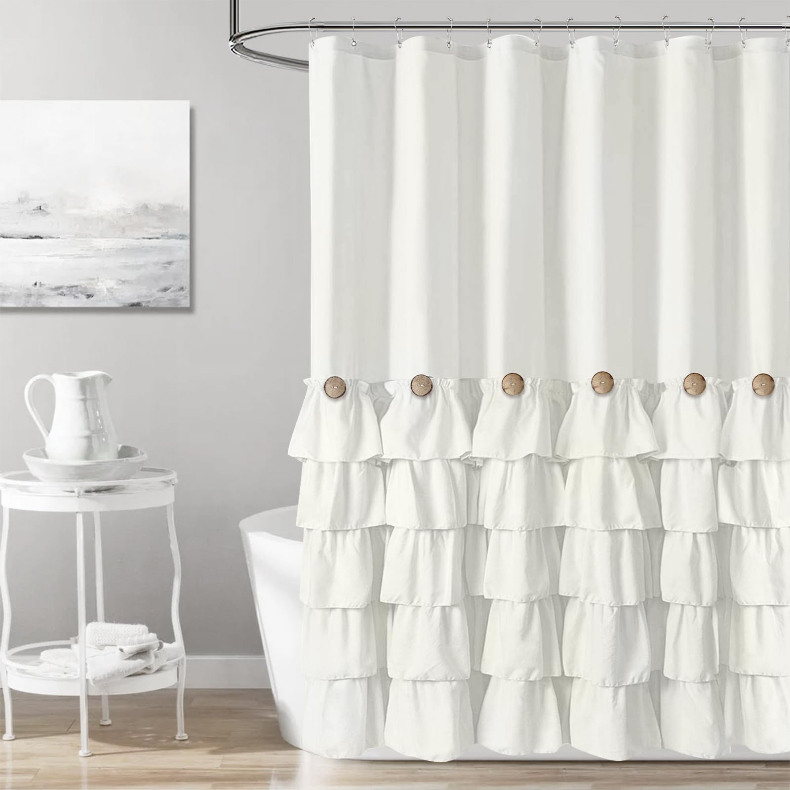 Seasonwood Ivory Shower Curtain Cute Ruffle Shower Curtain Cream Showe