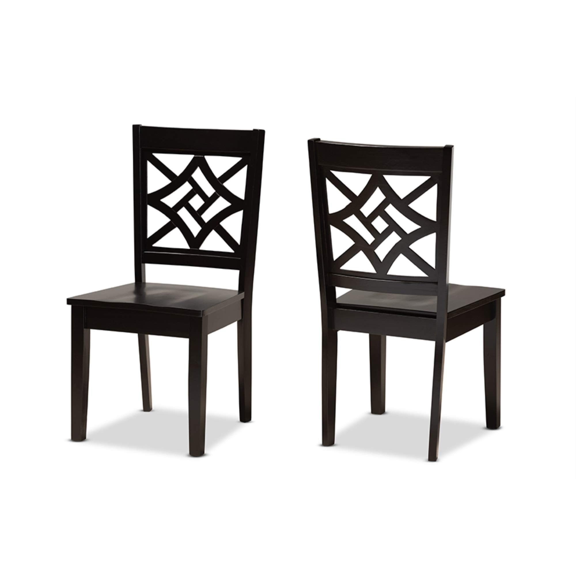 Baxton Studio Nicolette Modern and Contemporary Dark Brown Finished Wood 2-Piece Dining Chair Set