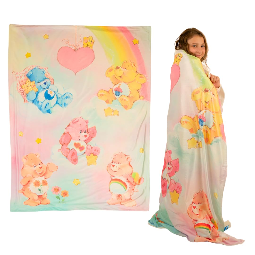 Franco Collectibles Care Bears Vintage Bedding Super Soft Plush Throw, 46 In X 60 In, (Officially Licensed Product)