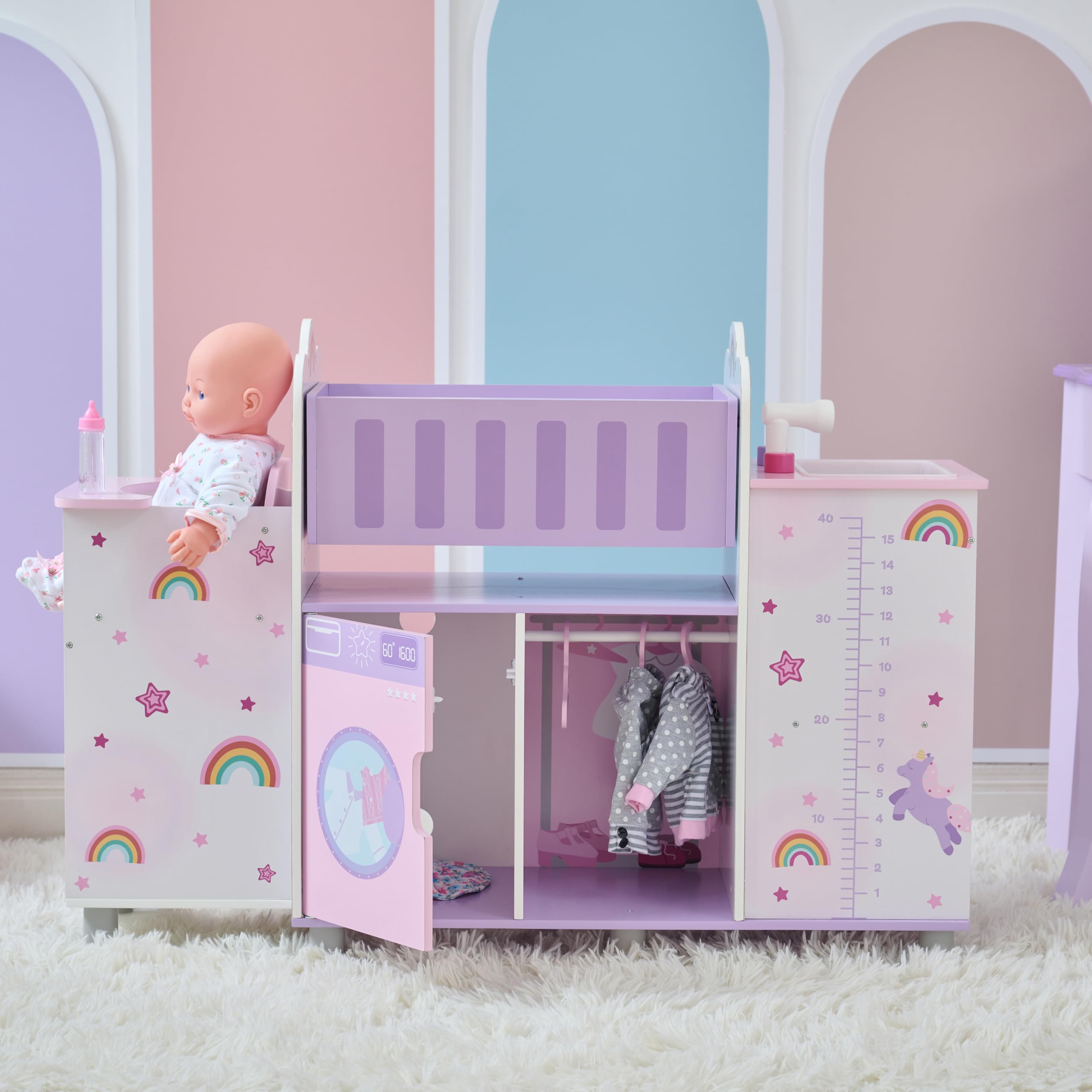 Olivias Little World Fantasy Care Doll Nursery 6-in-1 Unicorn Themed B