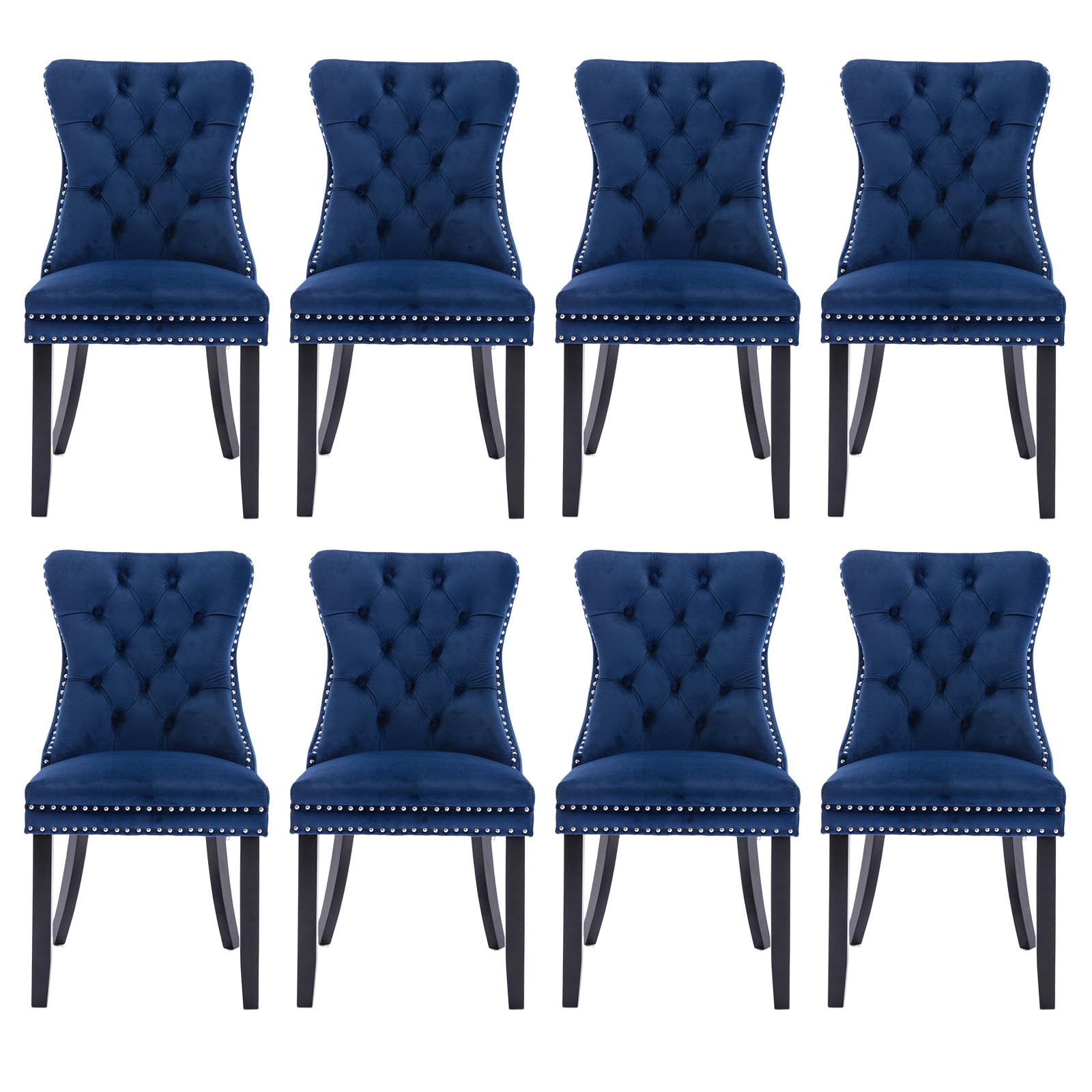 Soartalent Velvet Upholstered Dining Chairs Set Of 8, Modern Style Kit ...