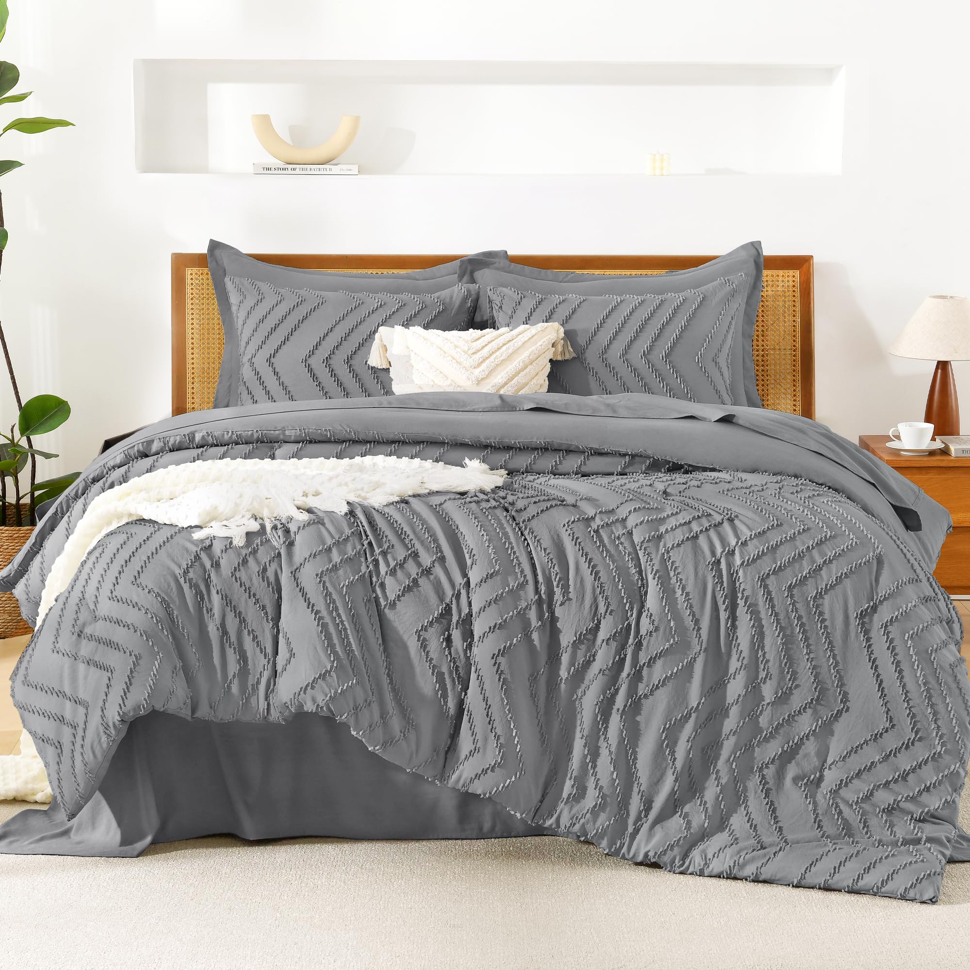 Litanika King Size Comforter Set With Sheets Medium Gray - 7 Pieces Be ...