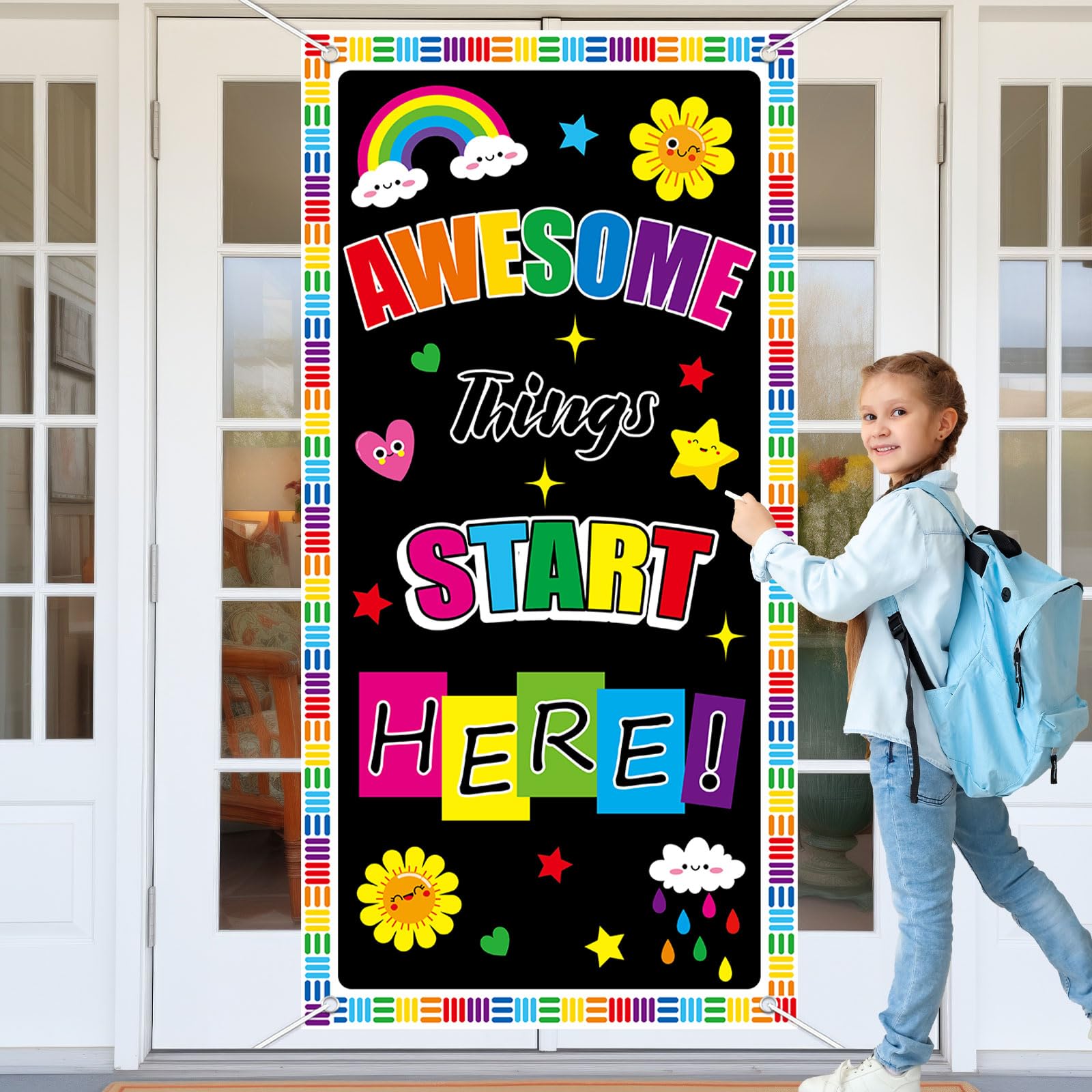 Wiooffen Classroom Colorful Welcome Door Cover Banner Back To School C ...