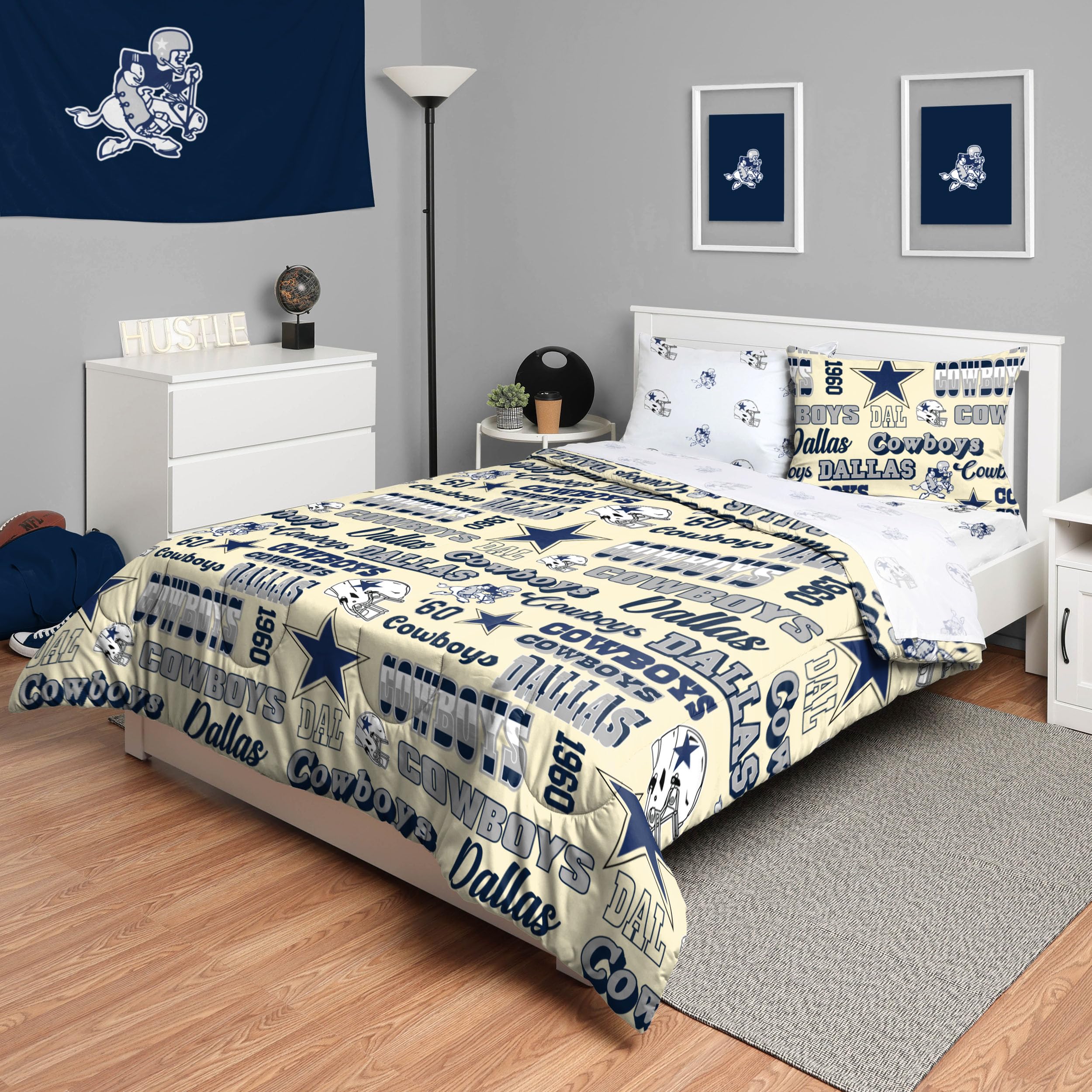 Foco Dallas Cowboys Nfl Retro Bed In A Bag Comforter Bedding 5 Piece F