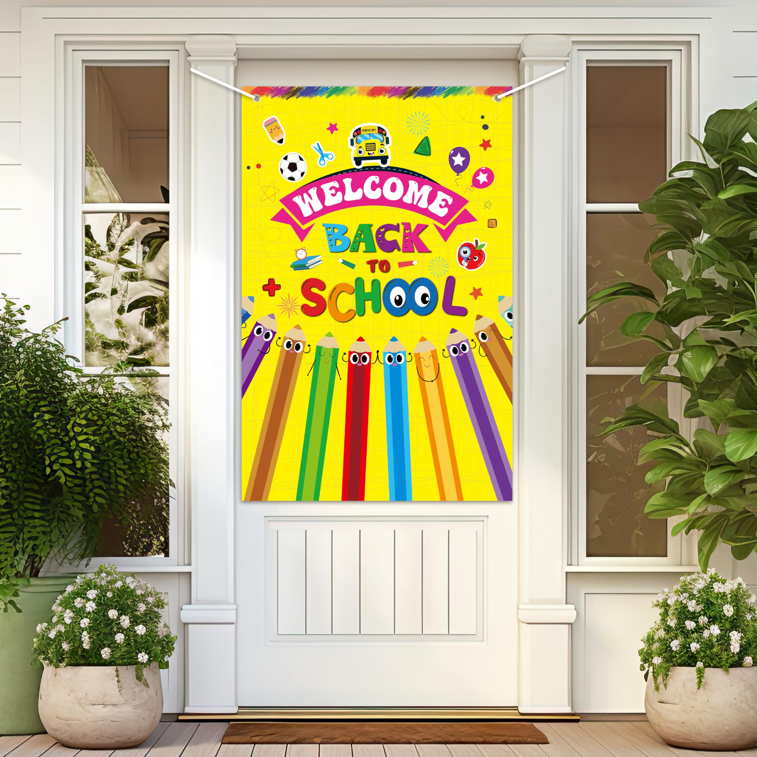 Watinc Back To School Door Banner - First Day Of School Backdrop Fabri ...