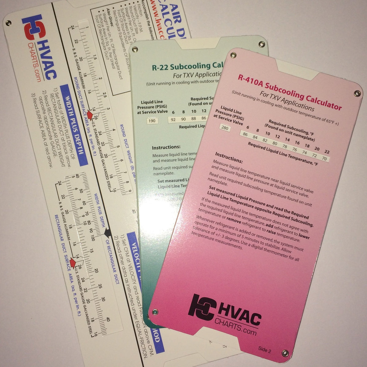 Hvac Chart 3 Pack, R22 Superheat Subcooling Calculator, R410A