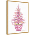 Sylvie Framed Canvas Pink Christmas Tree by Patricia Shaw