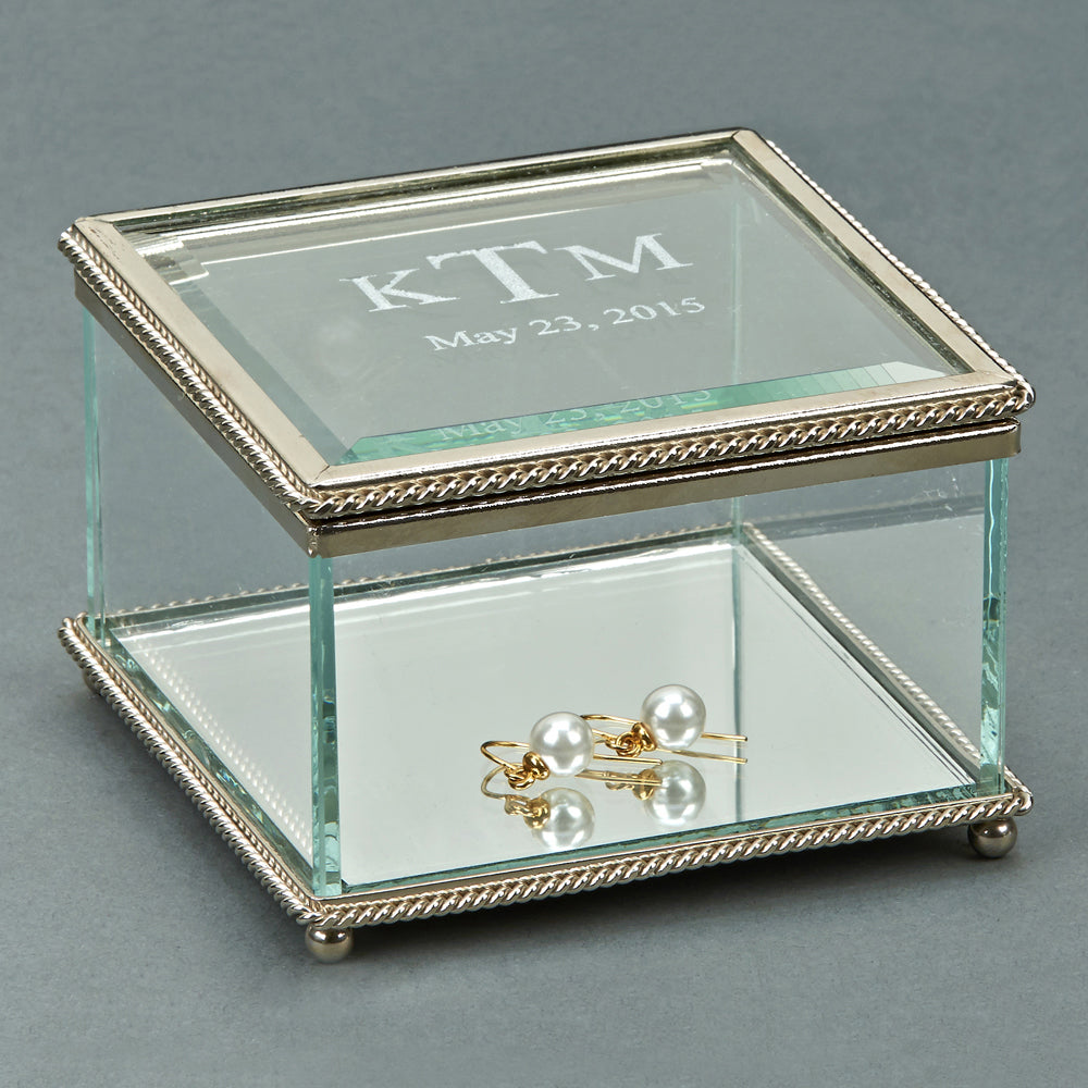 Square Hinged Box, Glass 3.75 Inch