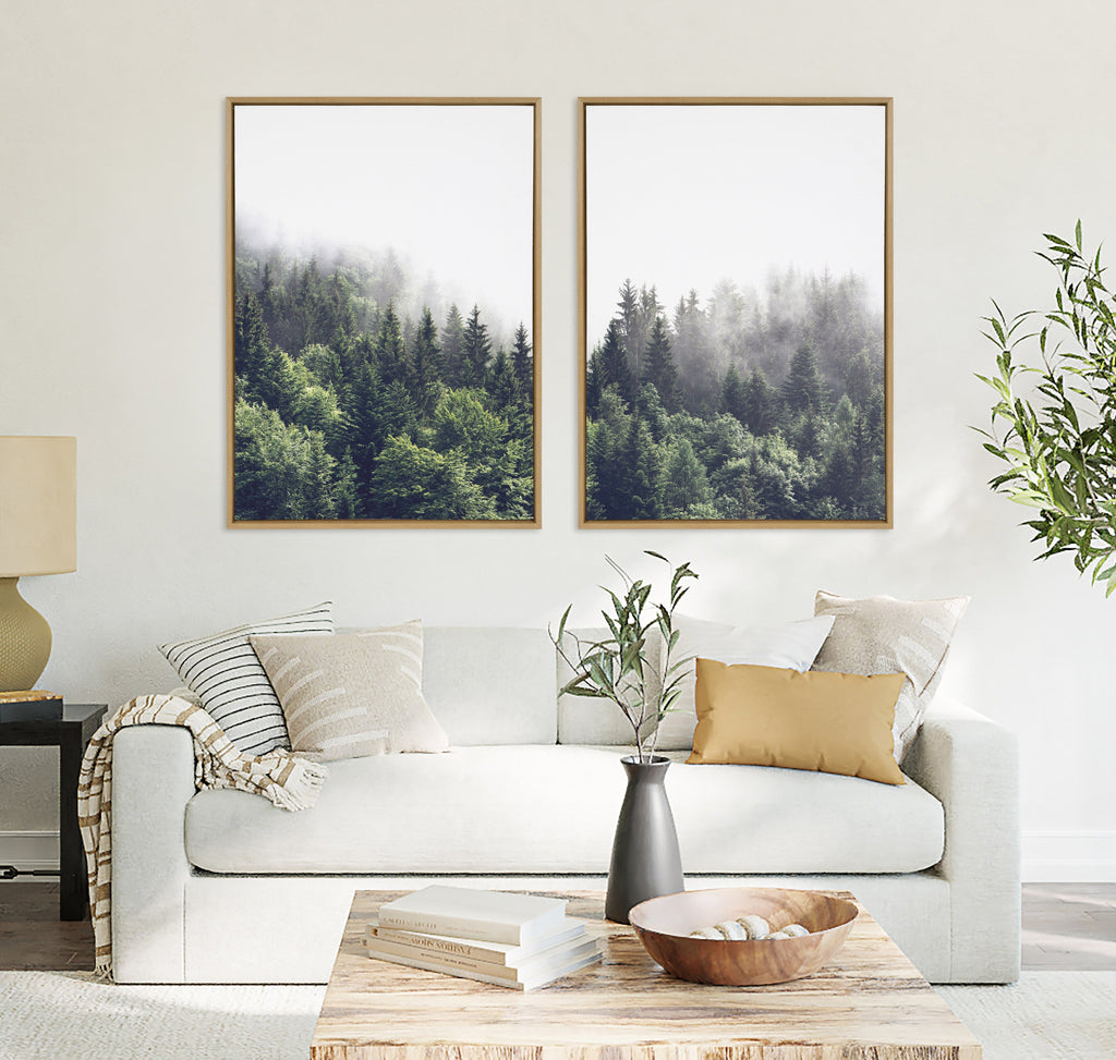 Sylvie Lush Green Forest on a Foggy Day Framed Canvas Set by The Creative Bunch Studio