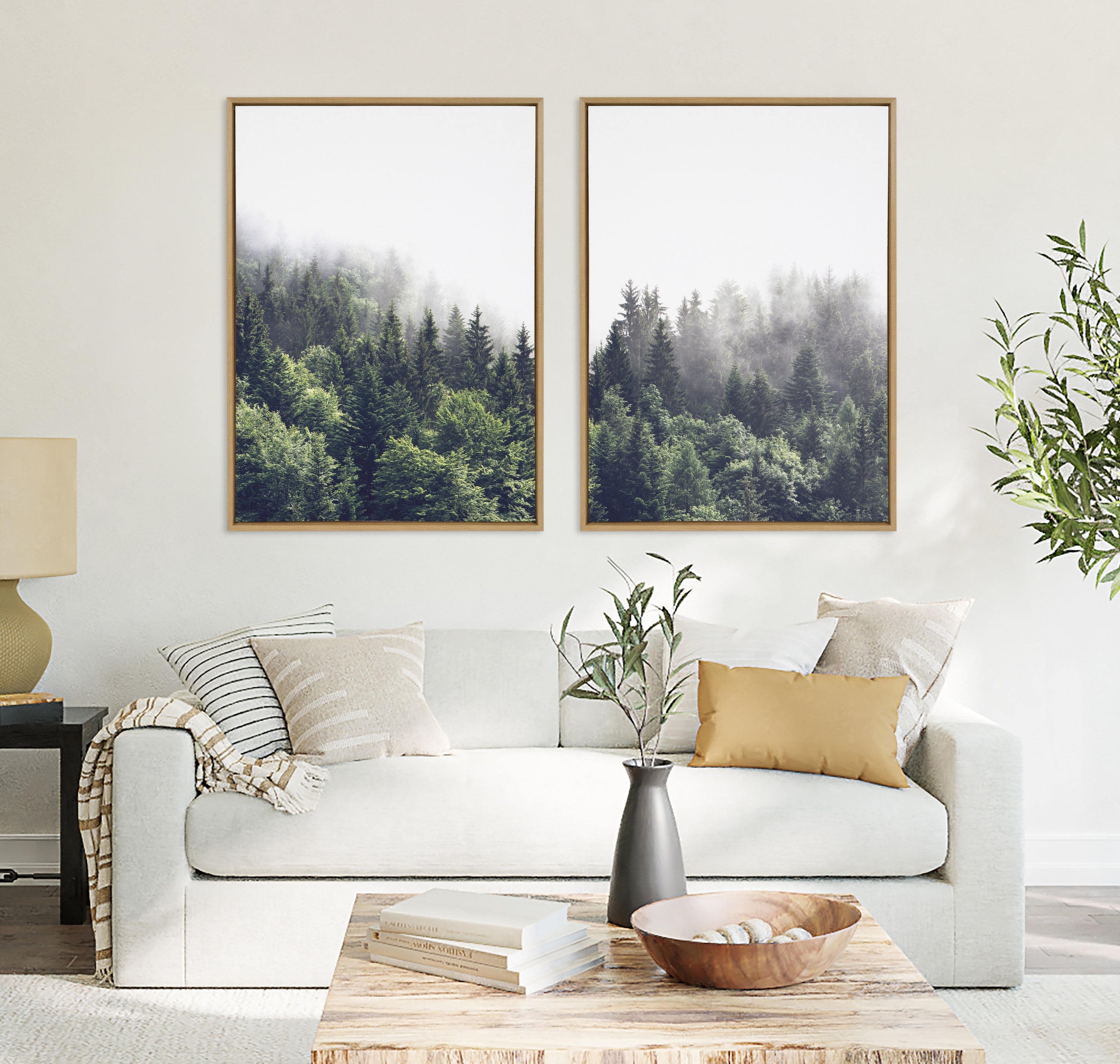 Sylvie Lush Green Forest on a Foggy Day Framed Canvas Set by The Creative Bunch Studio