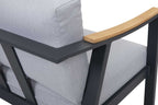 Nova 4-Piece Aluminum & Teak Sofa Set with Stationary Chairs