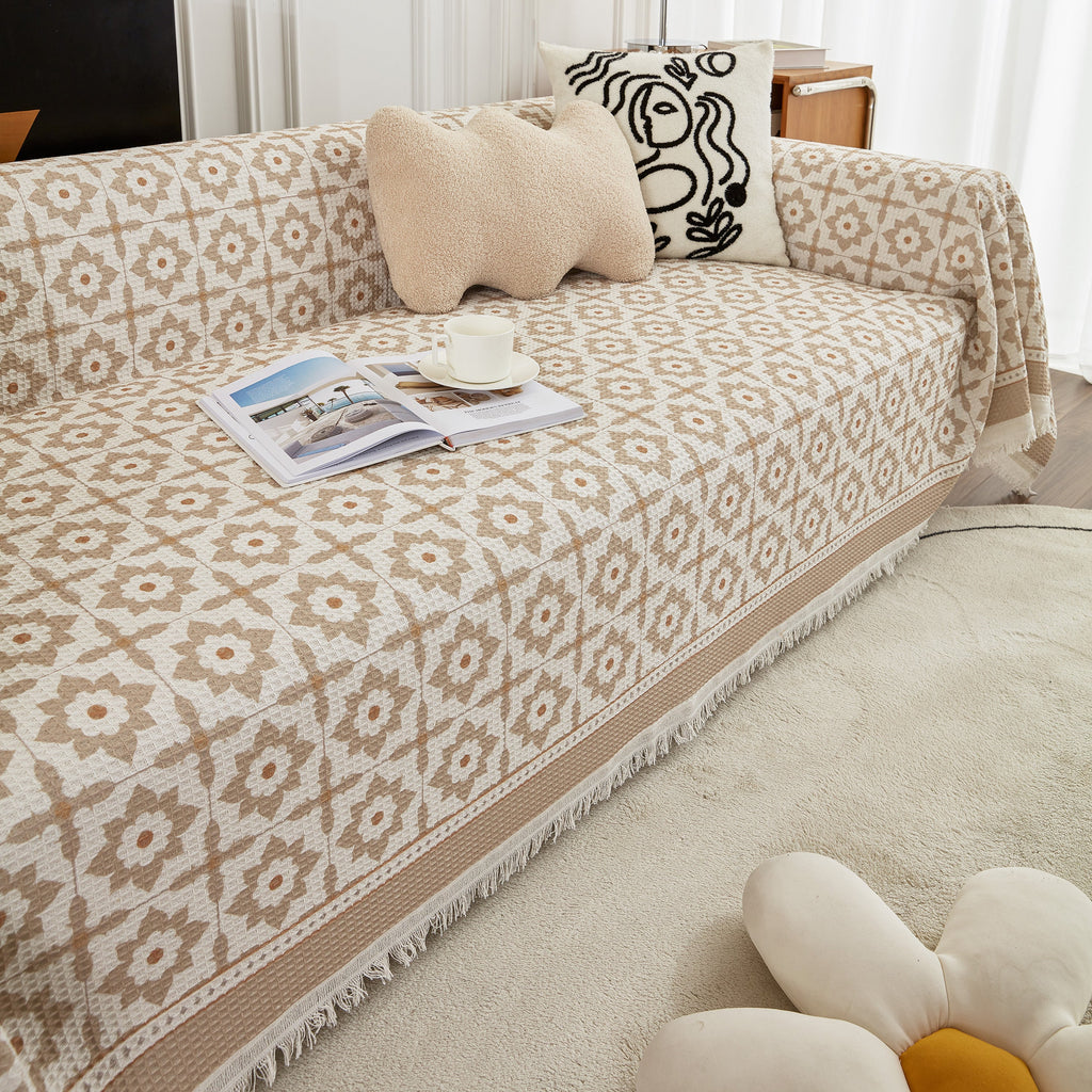 Waffle Lattice Fabric Sofa Cover, Multi-purpose Soft Sofa Throw, Couch Cover Blanket Throws for Couches