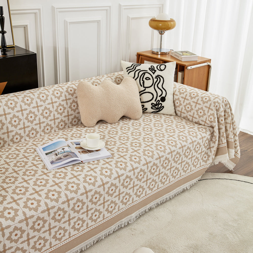 Waffle Lattice Fabric Sofa Cover, Multi-purpose Soft Sofa Throw, Couch Cover Blanket Throws for Couches