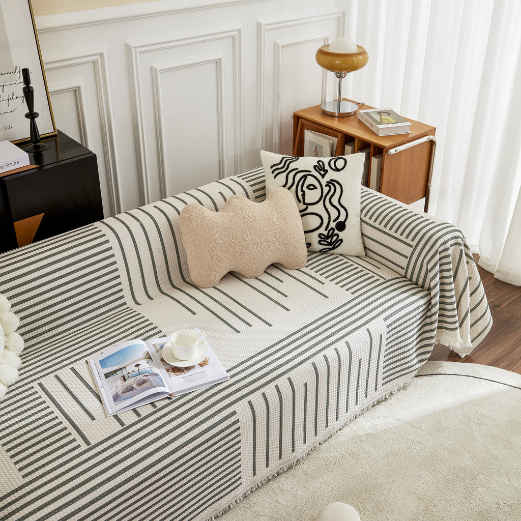 Waffle Lattice Fabric Sofa Cover, Multi-purpose Soft Sofa Throw, Couch Cover Blanket Throws for Couches