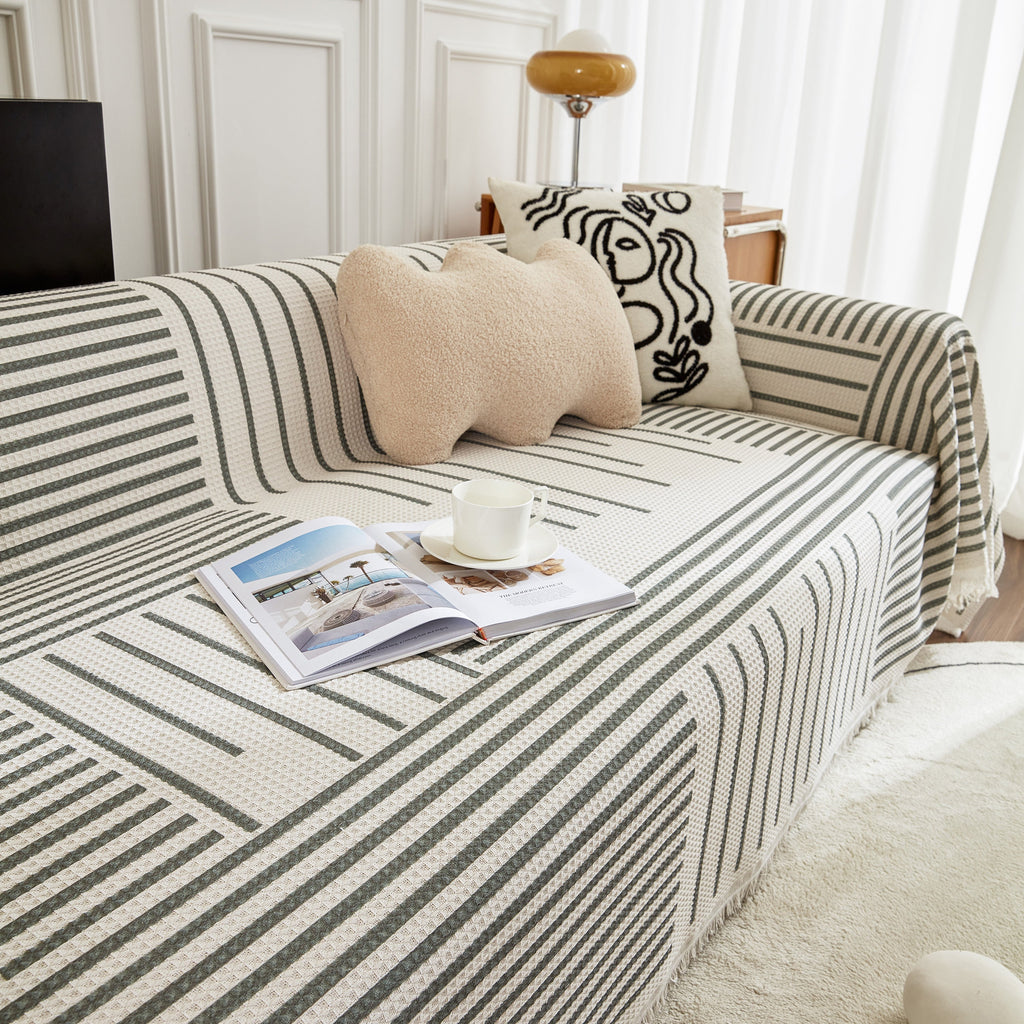 Waffle Lattice Fabric Sofa Cover, Multi-purpose Soft Sofa Throw, Couch Cover Blanket Throws for Couches