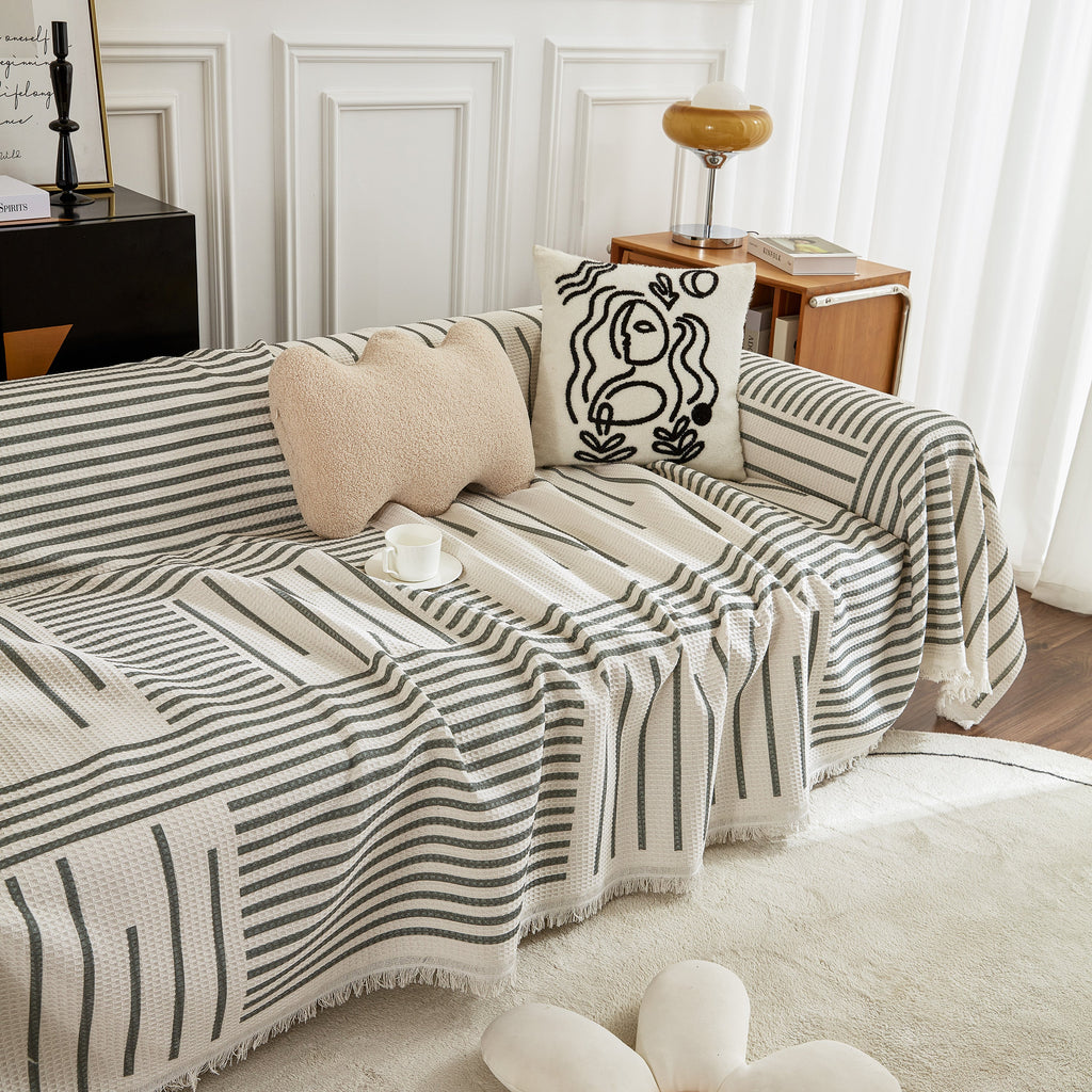 Waffle Lattice Fabric Sofa Cover, Multi-purpose Soft Sofa Throw, Couch Cover Blanket Throws for Couches