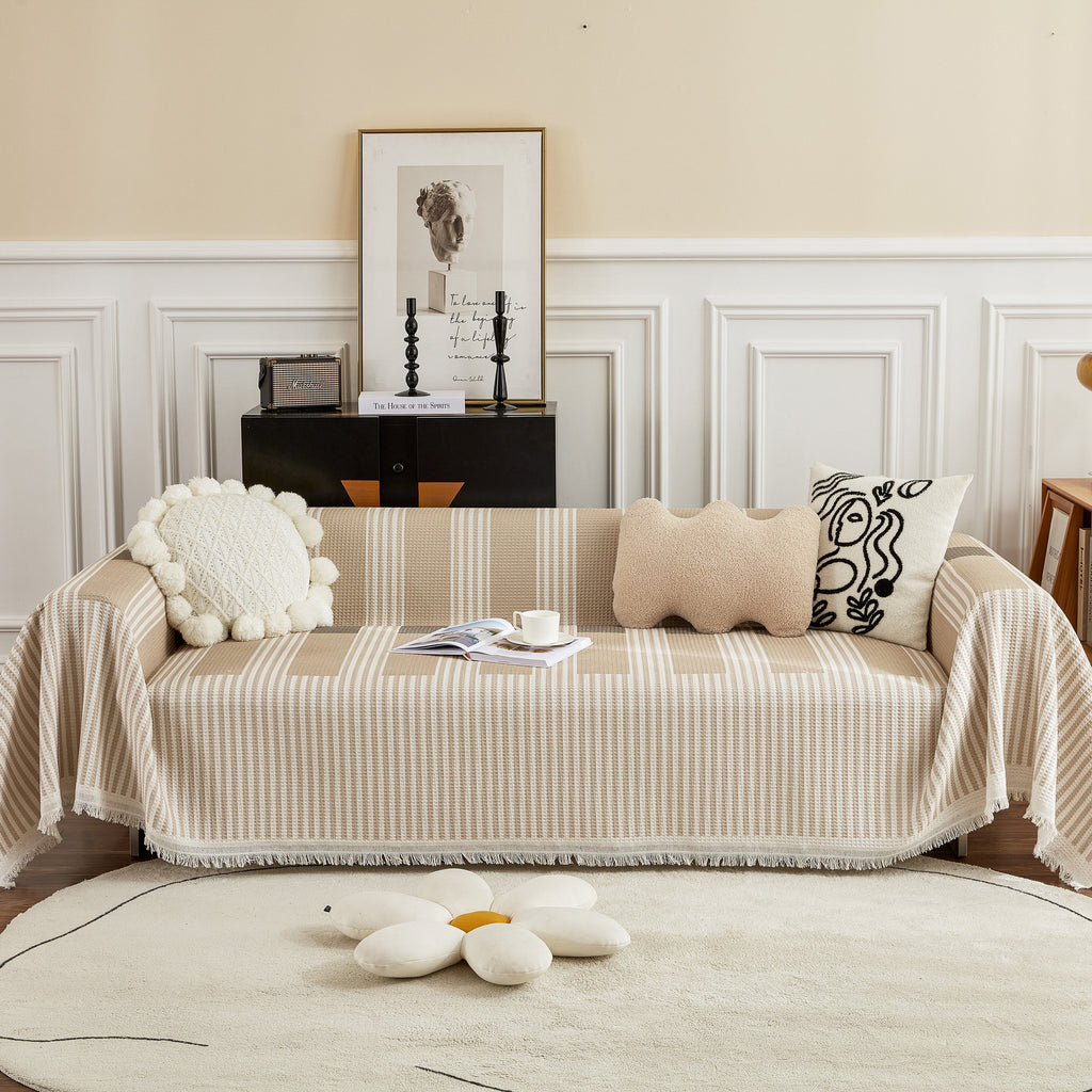 Waffle Lattice Fabric Sofa Cover, Multi-purpose Soft Sofa Throw, Couch Cover Blanket Throws for Couches