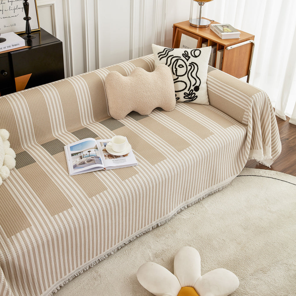 Waffle Lattice Fabric Sofa Cover, Multi-purpose Soft Sofa Throw, Couch Cover Blanket Throws for Couches