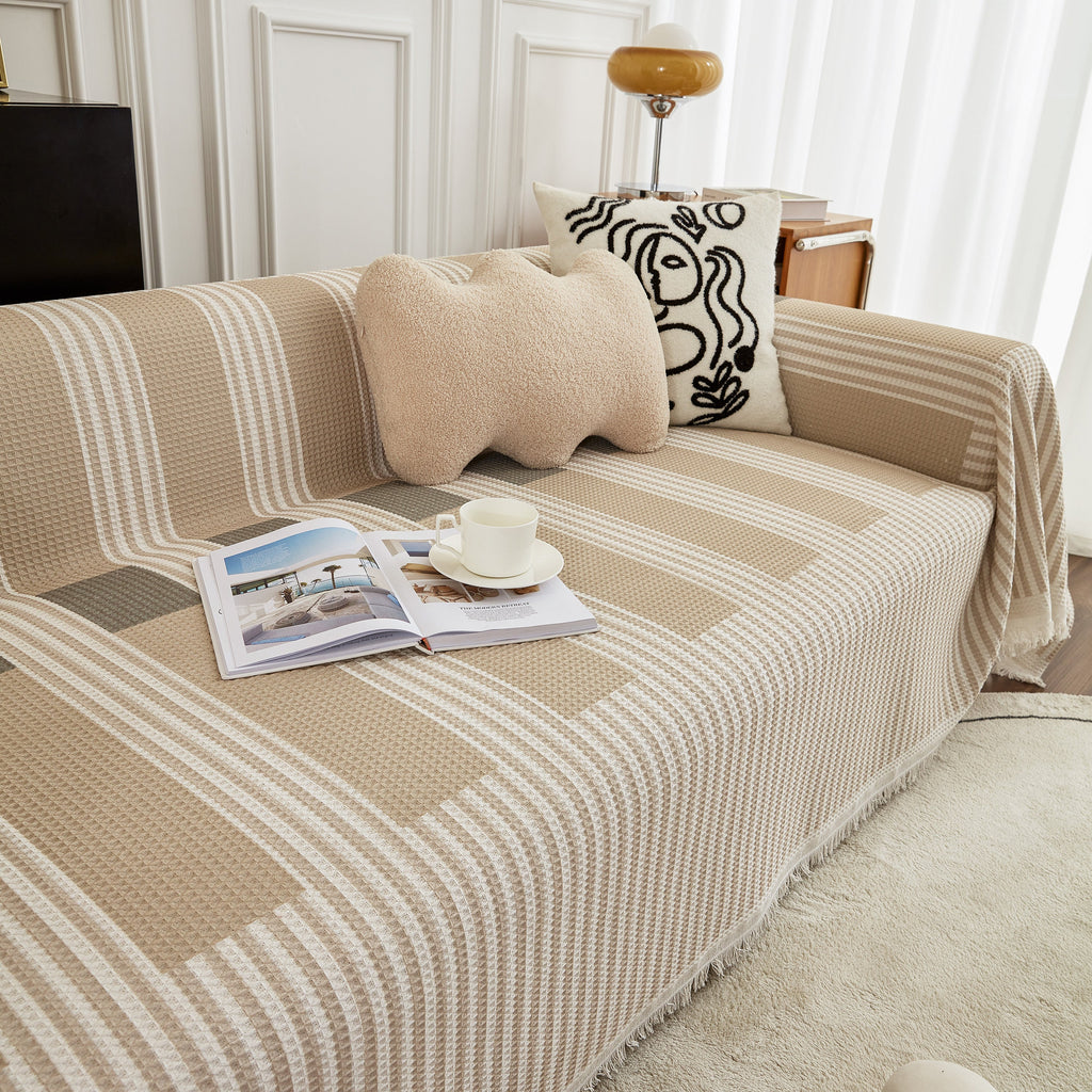 Waffle Lattice Fabric Sofa Cover, Multi-purpose Soft Sofa Throw, Couch Cover Blanket Throws for Couches