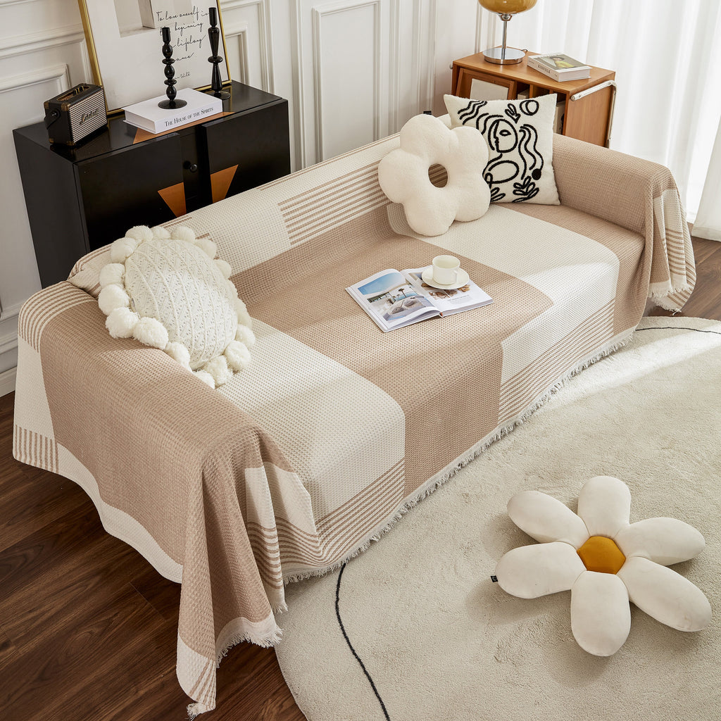 Waffle Lattice Fabric Sofa Cover, Multi-purpose Soft Sofa Throw, Couch Cover Blanket Throws for Couches