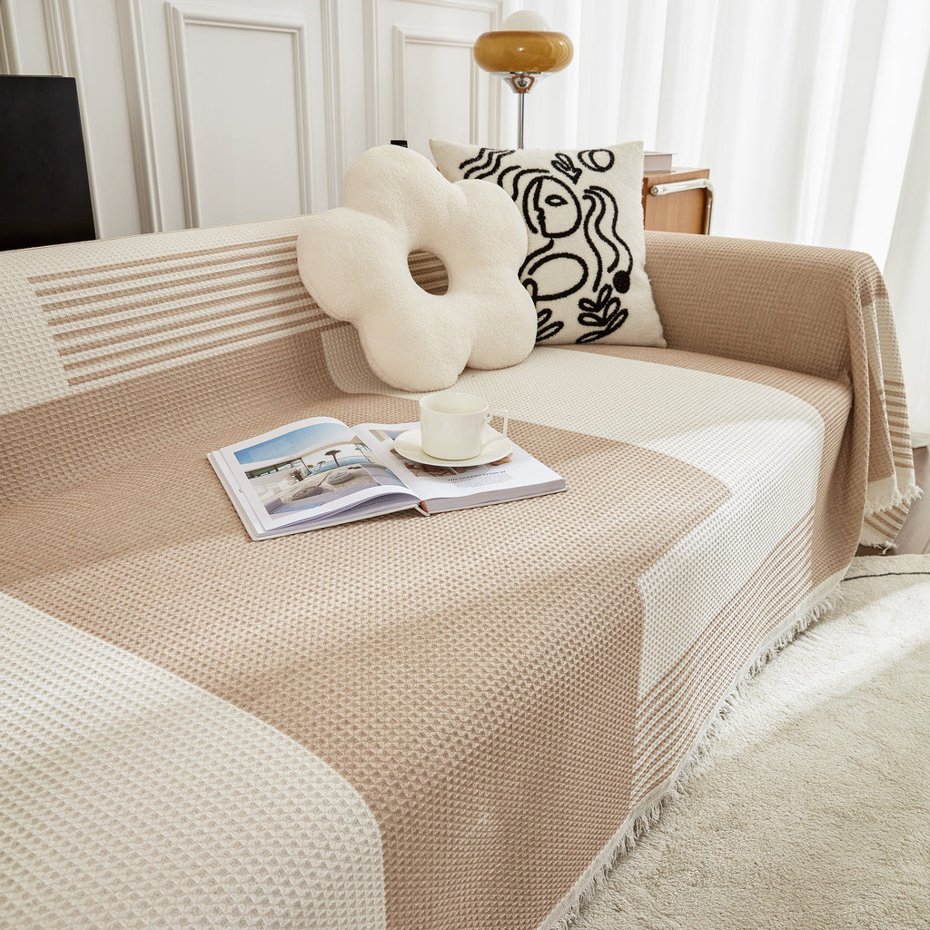 Waffle Lattice Fabric Sofa Cover, Multi-purpose Soft Sofa Throw, Couch Cover Blanket Throws for Couches