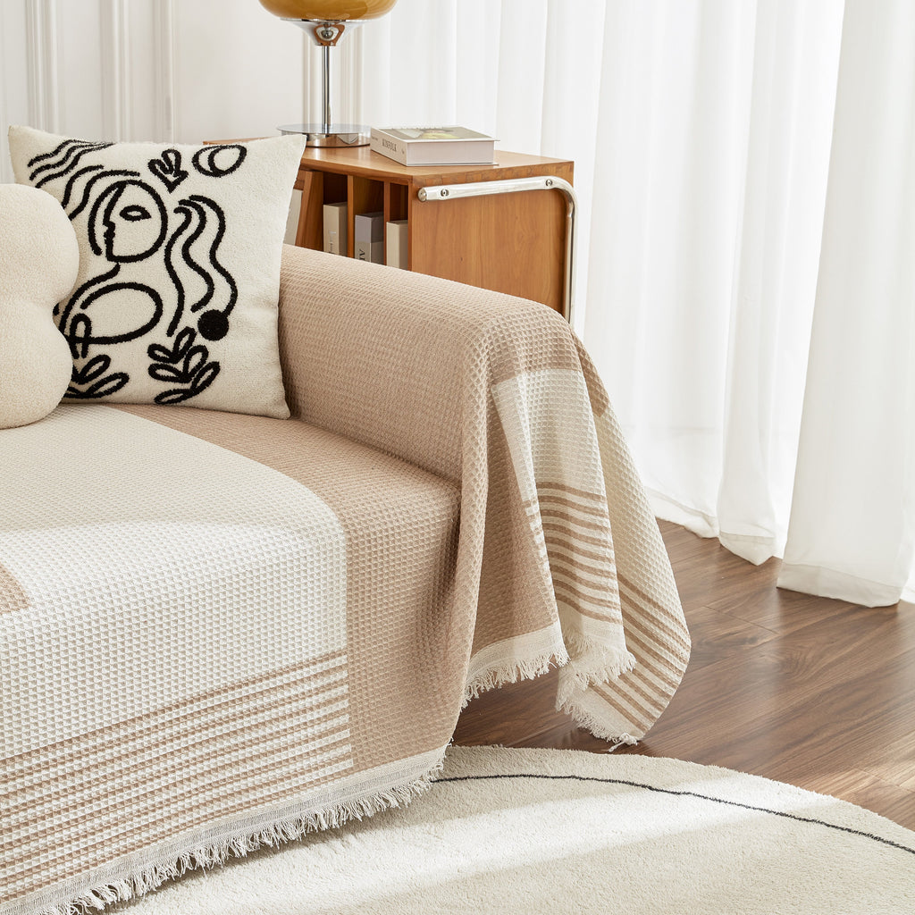Waffle Lattice Fabric Sofa Cover, Multi-purpose Soft Sofa Throw, Couch Cover Blanket Throws for Couches