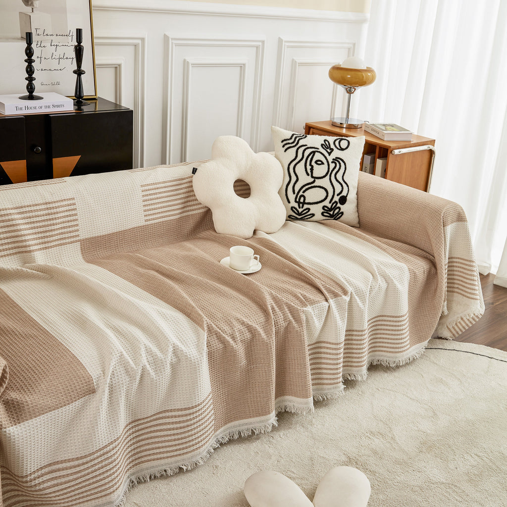 Waffle Lattice Fabric Sofa Cover, Multi-purpose Soft Sofa Throw, Couch Cover Blanket Throws for Couches