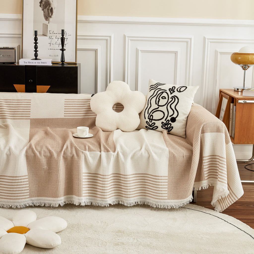 Waffle Lattice Fabric Sofa Cover, Multi-purpose Soft Sofa Throw, Couch Cover Blanket Throws for Couches