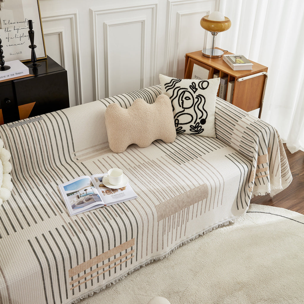 Waffle Lattice Fabric Sofa Cover, Multi-purpose Soft Sofa Throw, Couch Cover Blanket Throws for Couches