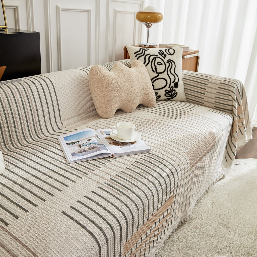 Waffle Lattice Fabric Sofa Cover, Multi-purpose Soft Sofa Throw, Couch Cover Blanket Throws for Couches