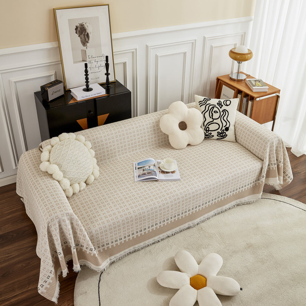 Waffle Lattice Fabric Sofa Cover, Multi-purpose Soft Sofa Throw, Couch Cover Blanket Throws for Couches