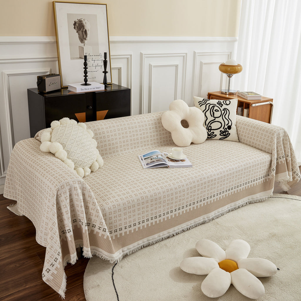 Waffle Lattice Fabric Sofa Cover, Multi-purpose Soft Sofa Throw, Couch Cover Blanket Throws for Couches