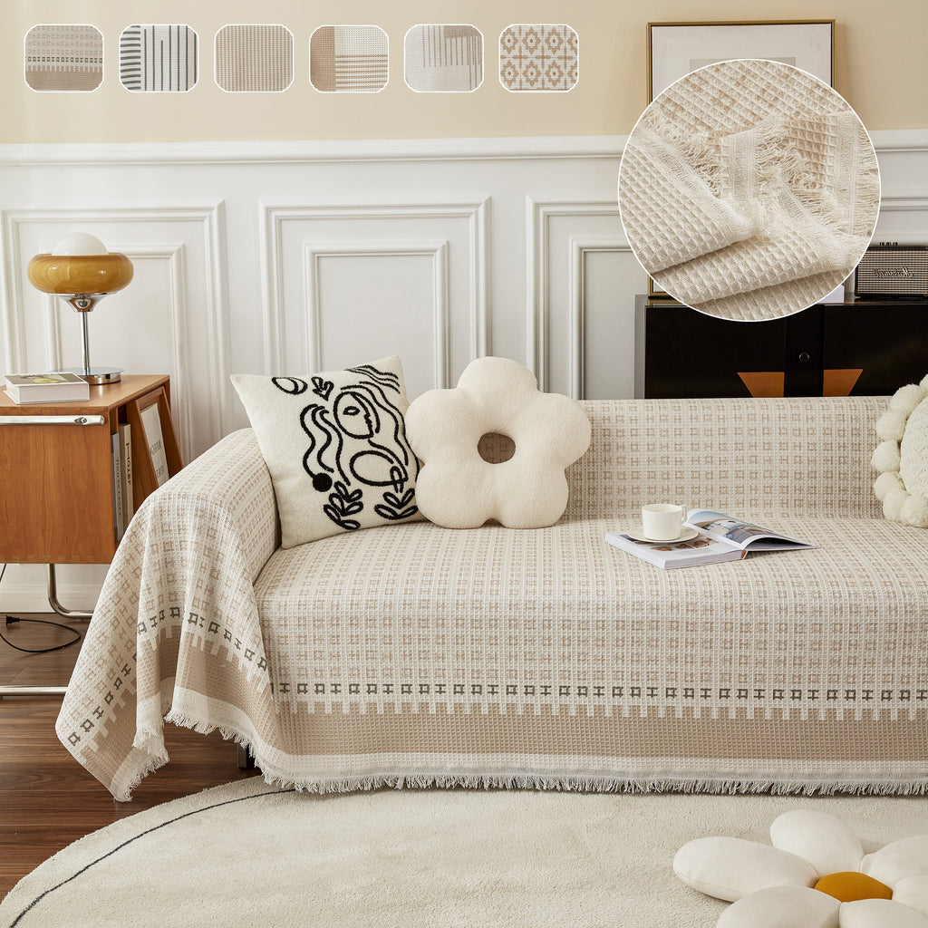 Waffle Lattice Fabric Sofa Cover, Multi-purpose Soft Sofa Throw, Couch Cover Blanket Throws for Couches