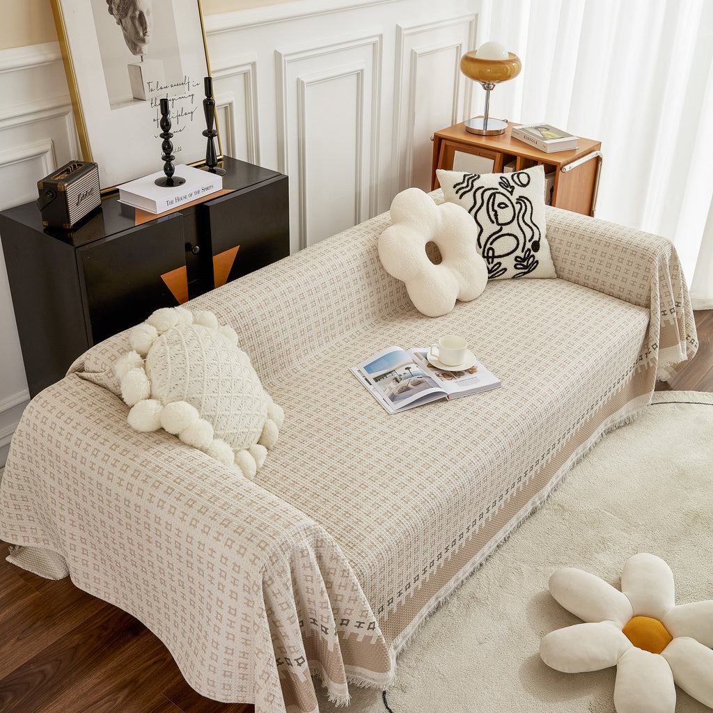 Waffle Lattice Fabric Sofa Cover, Multi-purpose Soft Sofa Throw, Couch Cover Blanket Throws for Couches