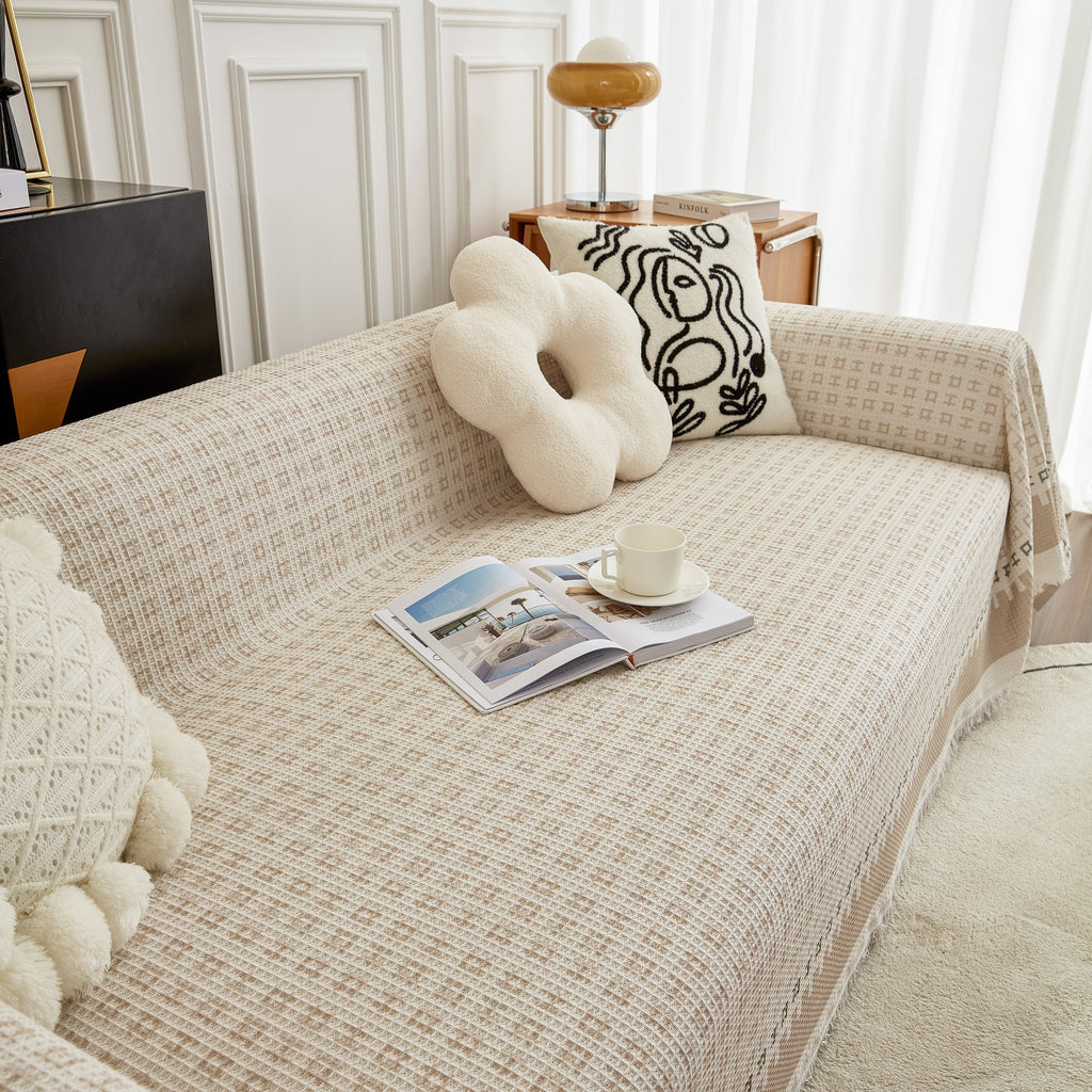 Waffle Lattice Fabric Sofa Cover, Multi-purpose Soft Sofa Throw, Couch Cover Blanket Throws for Couches