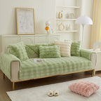 Soft Thick Faux Fur Sofa Cover Stripe Fluffy Fuzzy Non-Slip Washable Couch Covers