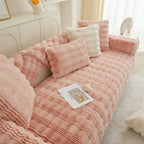 Soft Thick Faux Fur Sofa Cover Stripe Fluffy Fuzzy Non-Slip Washable Couch Covers