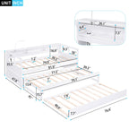 Daybed With 2 Trundles, 3 Storage Cubbies, Built In USB Charging Light