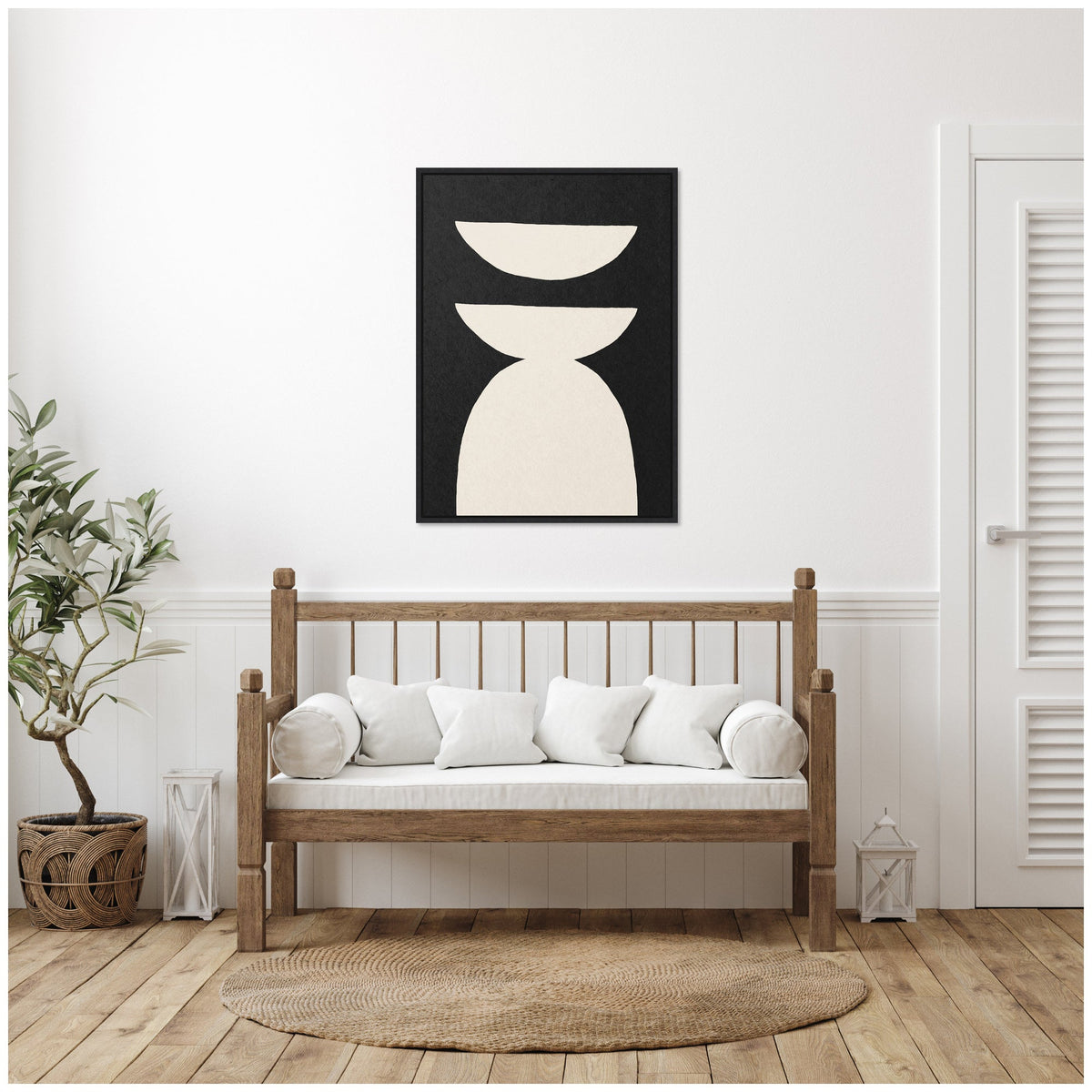 Sylvie White Geometric Abstract Framed Canvas by July Art Prints