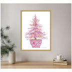 Sylvie Framed Canvas Pink Christmas Tree by Patricia Shaw