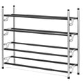 4-Tier Adjustable Shoe Rack, Slide-n-Adjust, Silver & Black Finish