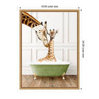 Sylvie Mother and Baby Giraffe in Transitional Bathtub Framed Canvas by Amy Peterson