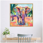 Sylvie African Elephant In Orange Framed Canvas by Rachel Christopoulos