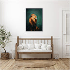 Twilight Turquoise Jade Lion by The Creative Bunch Studio Framed Canvas Wall Art Print