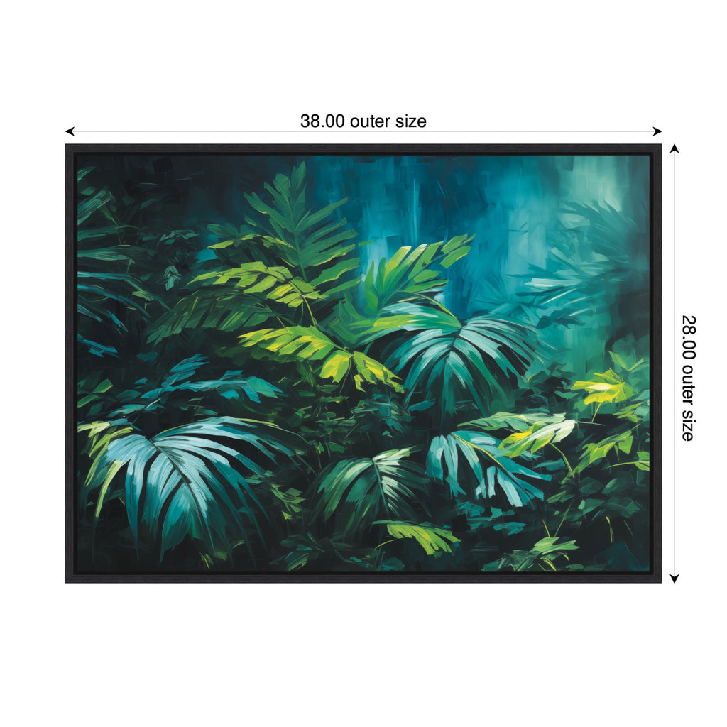 Sylvie Midnight Tropics Lush Landscape Framed Canvas by The Creative Bunch Studio