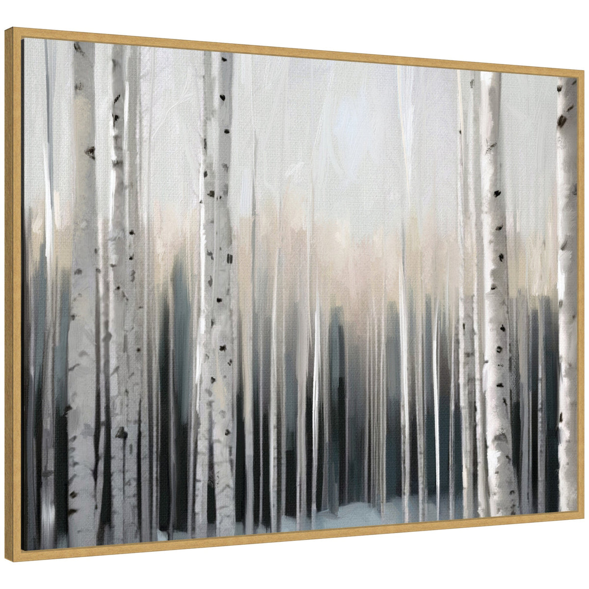 Sylvie Birch Tree Glow Framed Canvas by Mary Sparrow