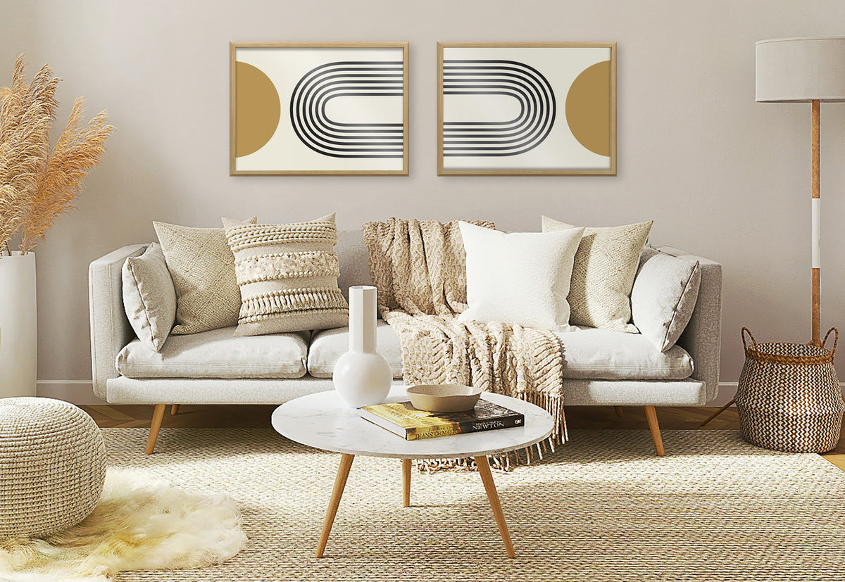 Blake Retro Mountain Sunrise Framed Printed Glass by The Creative Bunch Studio