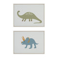 Sylvie 1013 Brontosaurus and 1013 Triceratops Framed Canvas Art Set by Teju Reval of SnazzyHues