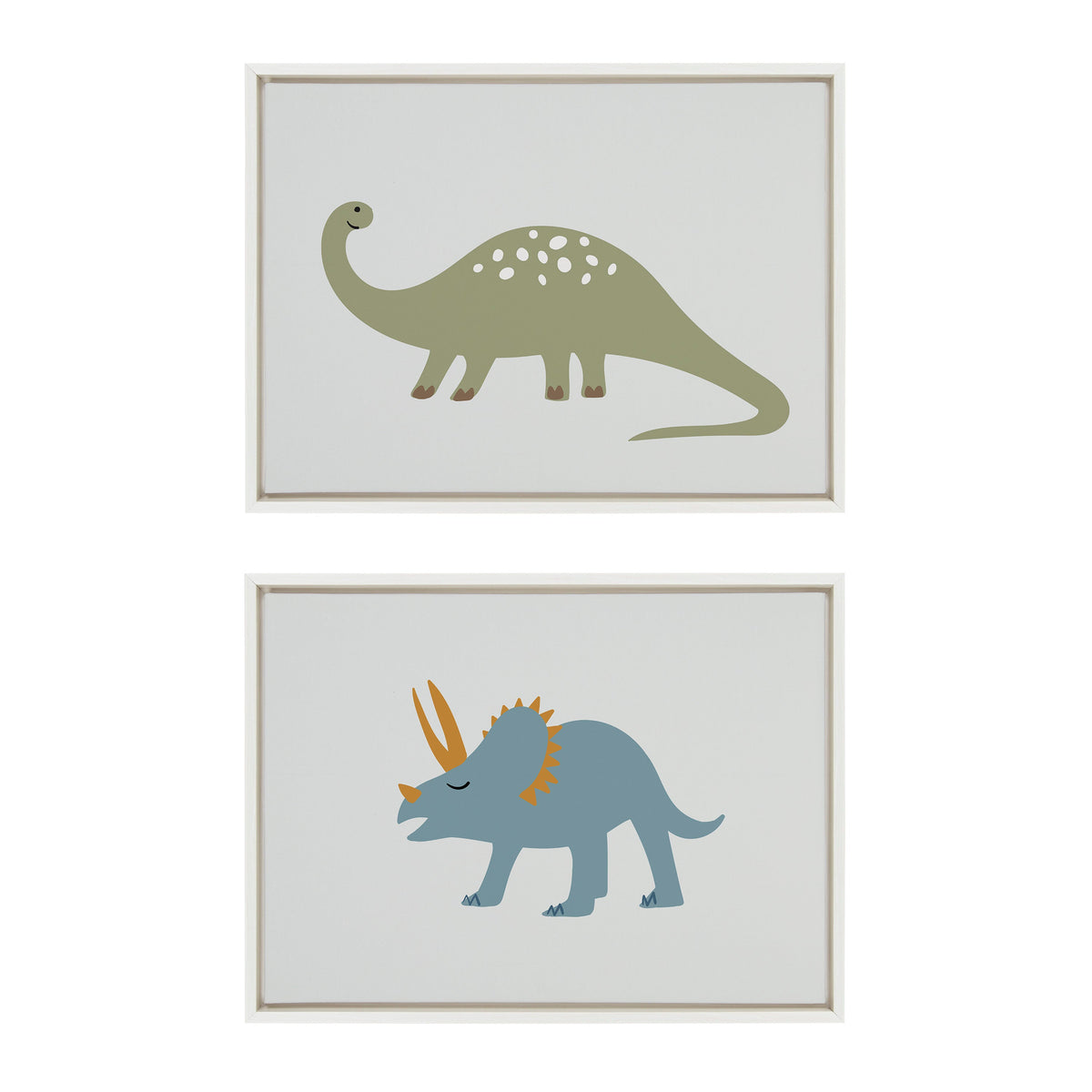 Sylvie 1013 Brontosaurus and 1013 Triceratops Framed Canvas Art Set by Teju Reval of SnazzyHues