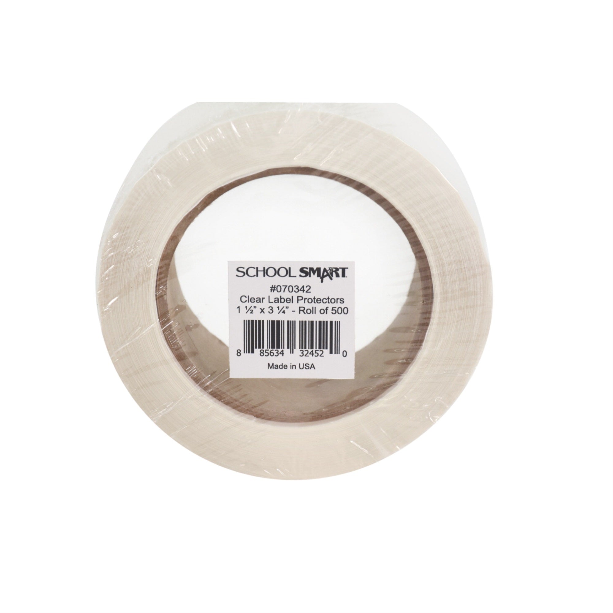 School Smart Film Labels, Round Corner Rectangle, 1-1/2 X 3-1/4 Inches, Clear, 500 Pack